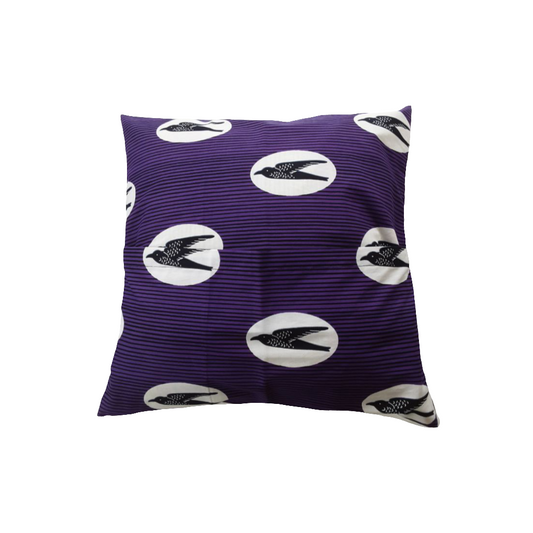 Housse de coussin décoratif Wax "Hirondelles" violet