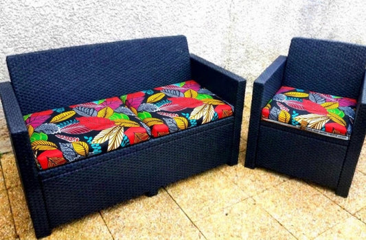 Housse de coussin salon de jardin- coton wax- Eden