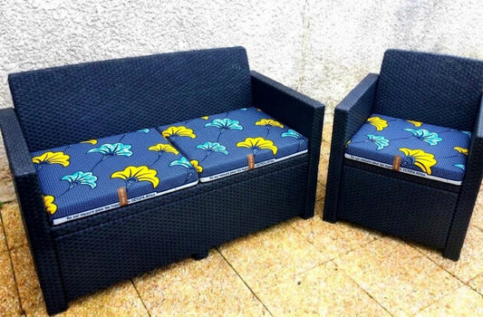 Housse de coussin salon de jardin- coton wax- Flo