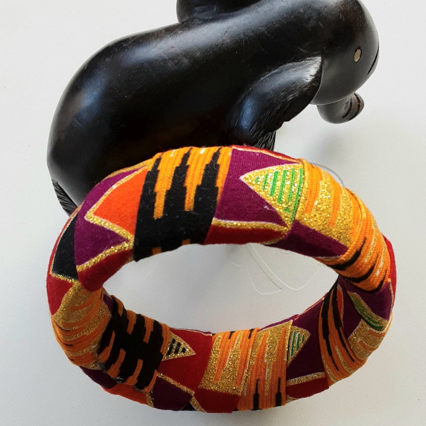 Bracelet bombé Wax motif Kenté/2,5cm