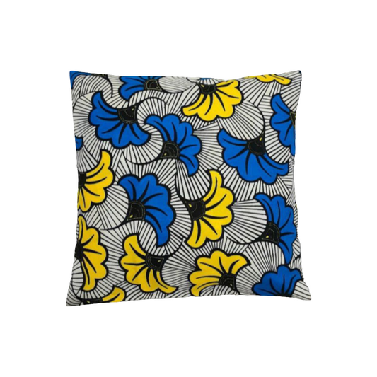 Housse de coussin décoratif " Fleurs/ hirondelles bleues"