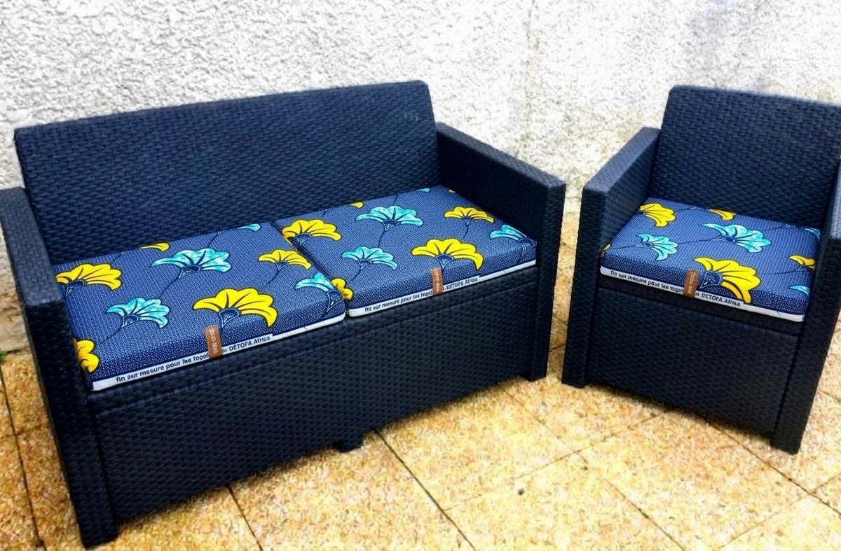 Housse de coussin salon de jardin- coton wax- Flo