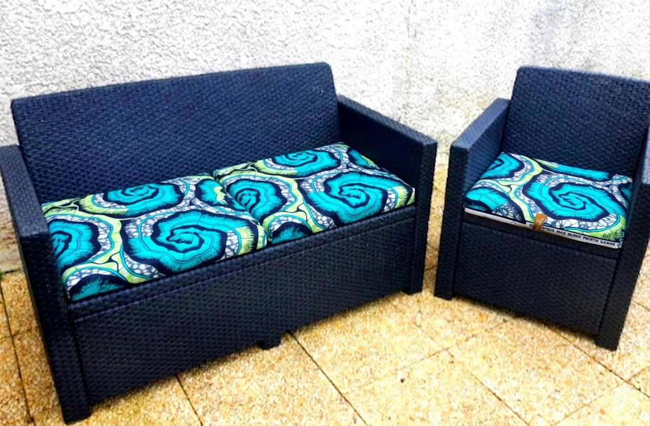 Housse de coussin salon de jardin- coton wax- Printemps
